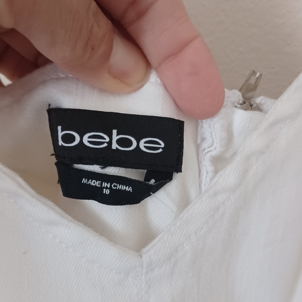 Bebe White Jean Jumper Size 10 - Picture 4 of 8